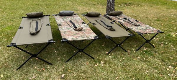 Army folding bed size 206x72 cm with pocket and pillow Kit Olive
